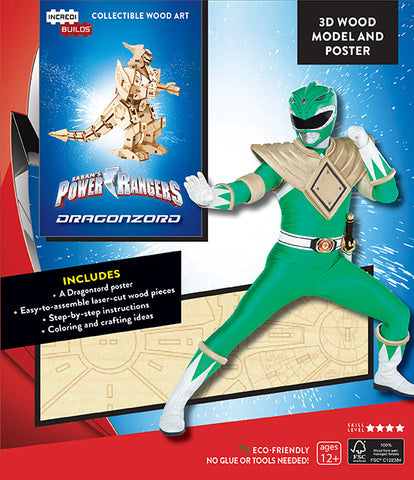 IncrediBuilds Power Rangers Dragonzord 3D Wood Model and Poster