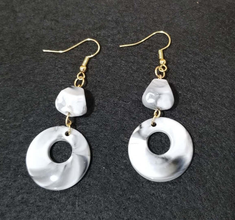 Grey Gem & Hoop Earrings A1-3
