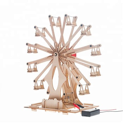 Wincent Educational Toy Series Belt-Driven Spinning Ferris Wheel 3D Wood Puzzle Model