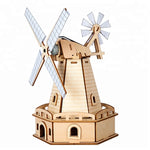 Wincent Solar Energy Series Solar Windmill E 3D Wood Puzzle Model