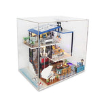 Hoomeda 13847 'Blue Romance‘ w/ LEDs, Dust Proof Cover and Glues Wooden Miniature Dollhouse Furniture Kits Dollhouse Handmade Gifts
