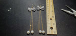 Grey Ribbon & Pearls Earrings A1-2