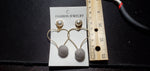 Pearl & Grey Button & Heart Earrings A2-4