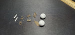 Gold Ribbon & Grey bead Earrings A2-5