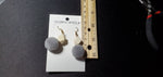White Bead & Grey Pompom Earrings D2-4