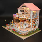 Hoomeda 13846 Sweet Words DIY House With Furniture Music Light Cover Car Miniature Model Gift Decor