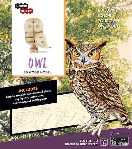 IncrediBuilds Animal Collection Owl 3D Wood Model