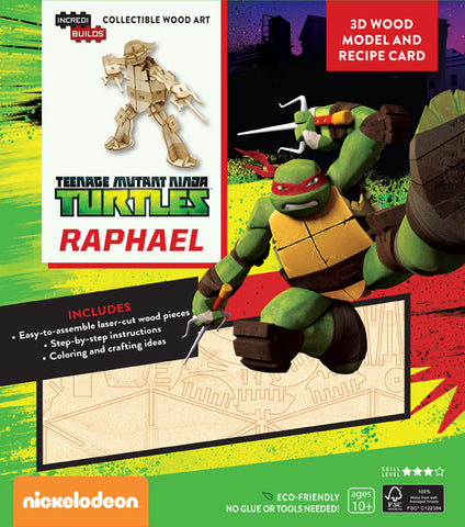 IncrediBuilds Teenage Mutant Ninja Turtles Raphael 3D Wood Model and Recipe Card