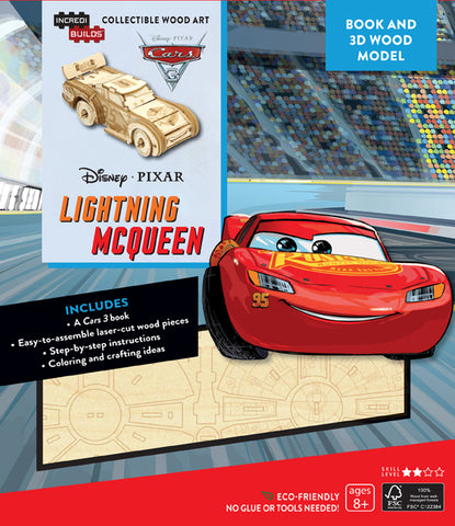 IncrediBuilds Disney Pixar Cars 3 Lightning McQueen Book and 3D Wood Model