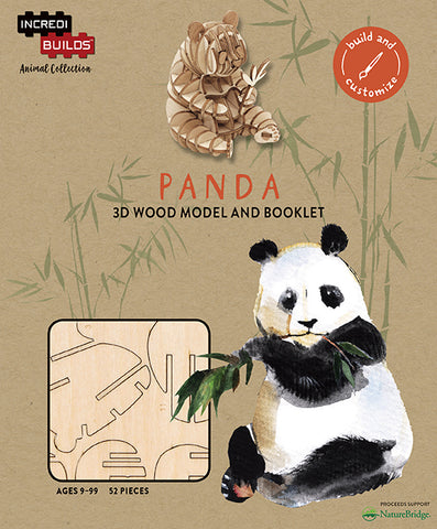 IncrediBuilds Animal Collection Panda 3D Wood Model and Booklet