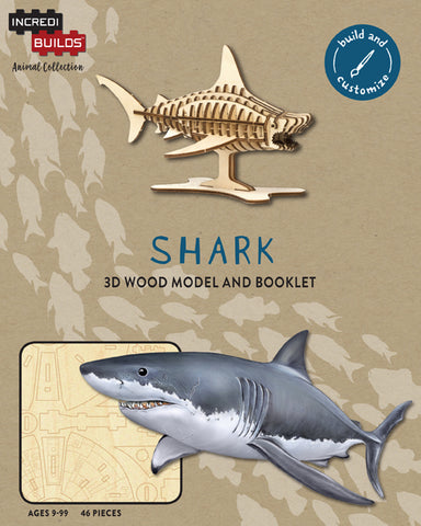 IncrediBuilds Animal Collection Shark 3D Wood Model and Booklet