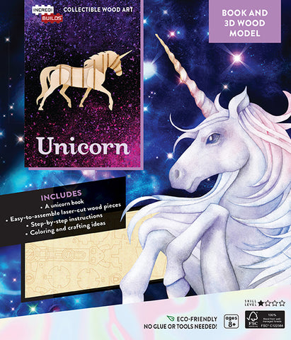 IncrediBuilds Animal Collection Unicorn Book and 3D Wood Model
