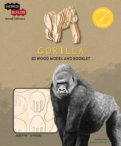 IncrediBuilds Animal Collection Gorilla 3D Wood Model and Booklet