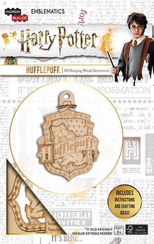 IncrediBuilds Emblematics Harry Potter Hufflepuff 3D Hanging Wood Decoration Model