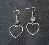 Grey Bead & Heart Hoop Earrings A1-4