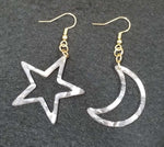 Grey Star & Moon Earrings A1-6