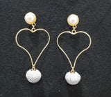 Pearl & Grey Button & Heart Earrings A2-4