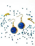 Blue Moon & Star Pendant Earrings B1-1