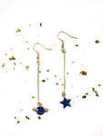 Blue Saturn & Star Pendant Earrings B1-3