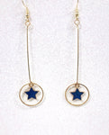 Blue Star & Ring Pendant Earrings B2-3