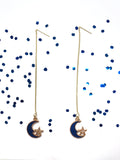 Blue Moon & Star Pendant Earrings B2-2
