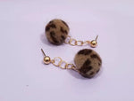 Leopard patterned ball & short chain Earrings C2-3