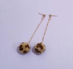 Leopard patterned ball & long chain Earrings C2-5