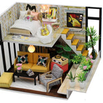 Hoomeda M031 Cynthia's Holiday DIY House With Furniture Music Light Cover Miniature Model Gift Decor Models