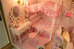 Hoomeda 13818 Pink Dream DIY Handmake Dollhouse With Music Light Cover Doll House Miniature Gift Decor Toy For Children