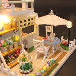 Hoomeda M033 Pink Loft DIY House With Furniture Music Light Cover Miniature High Quality Decor Toy