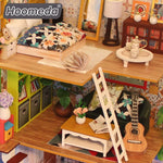 Hoomeda M029 Thank you for being a friend DIY Dollhouse With Music Motor Cover Light Miniature