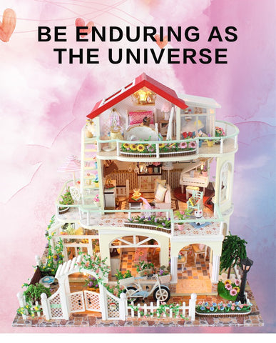 Hoomeda 13845 Be Enduring As The Universe DIY Dollhouse With Music Light Miniature Model