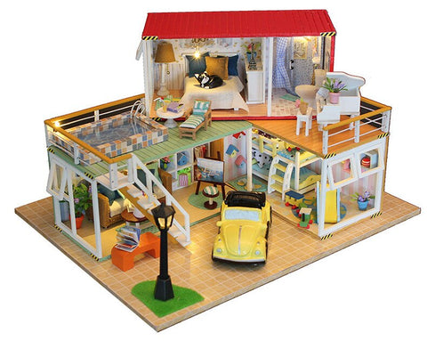 Hoomeda 13841 Container Home A DIY Dollhouse Kit 3D Japanese Style With Music Cover Light