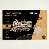 Mechanical Gears 3D Puzzle Movement Assembled Wooden Locomotive - LK701 NEW