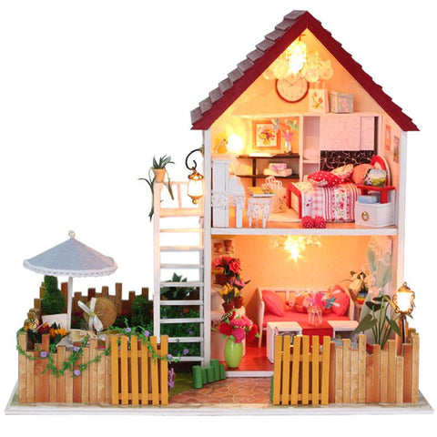 Hoomeda 13828 The Star Dreaming House DIY Dollhouse With Light Music Miniature Model Gift Decor Toy Gift For Friend Children