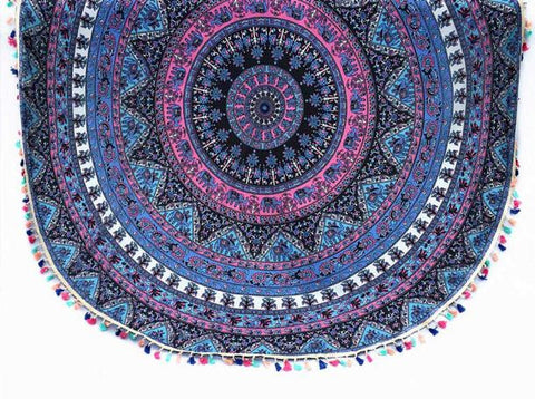 Round Hippie Tassel Tapestry Beach Throw Towel Yoga Mat Bohemian