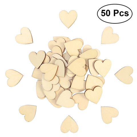 50pcs 30mm Blank Heart Wood Slices Discs for DIY Crafts Embellishments