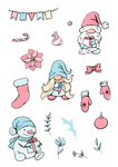 colourful Gnome Christmas stickers